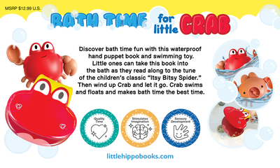 little hippo books bath set and toy little crab