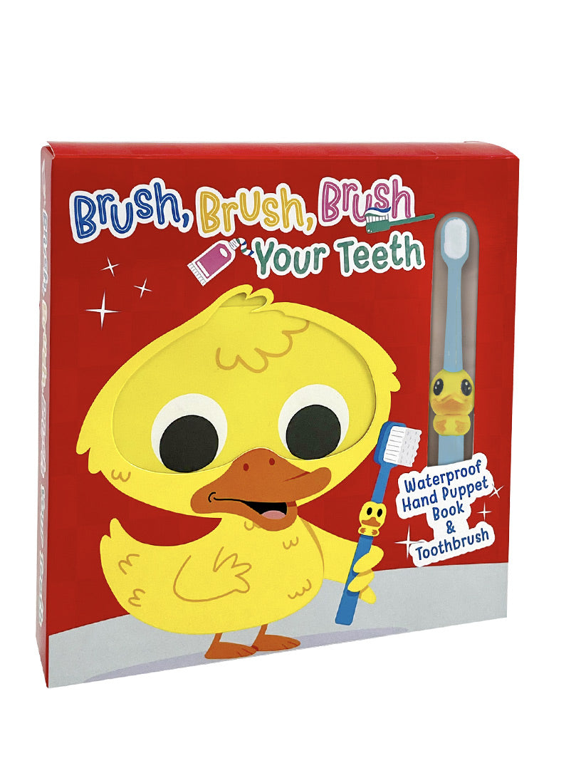 little hippo books toothbrush set with duck puppet book