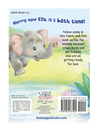Little Hippo: Touch and Feel Ella's Bath Time Board Book Children Tactile Learning Real Photography bedtime hippo elephant zebra tiger owl bath time