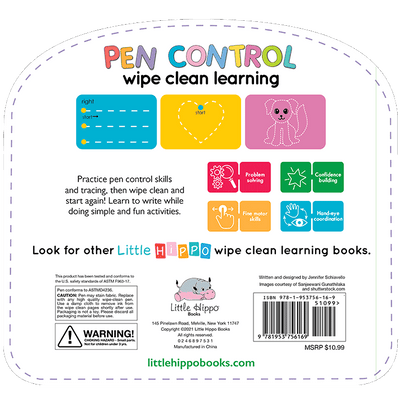 Little Hippo Books Wipe Clean Learning Pen Control