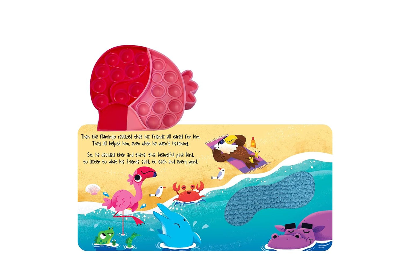 little hippo books fidgimals sensory touch and feel flamingo