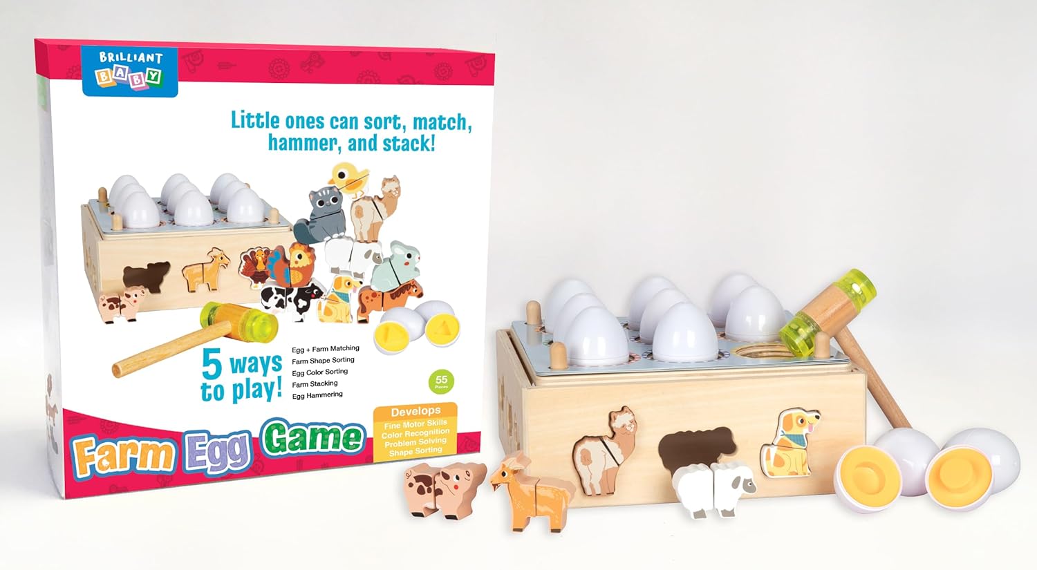 little hippo books brilliant baby julian and luca farm egg stacking sorting toy for toddlers