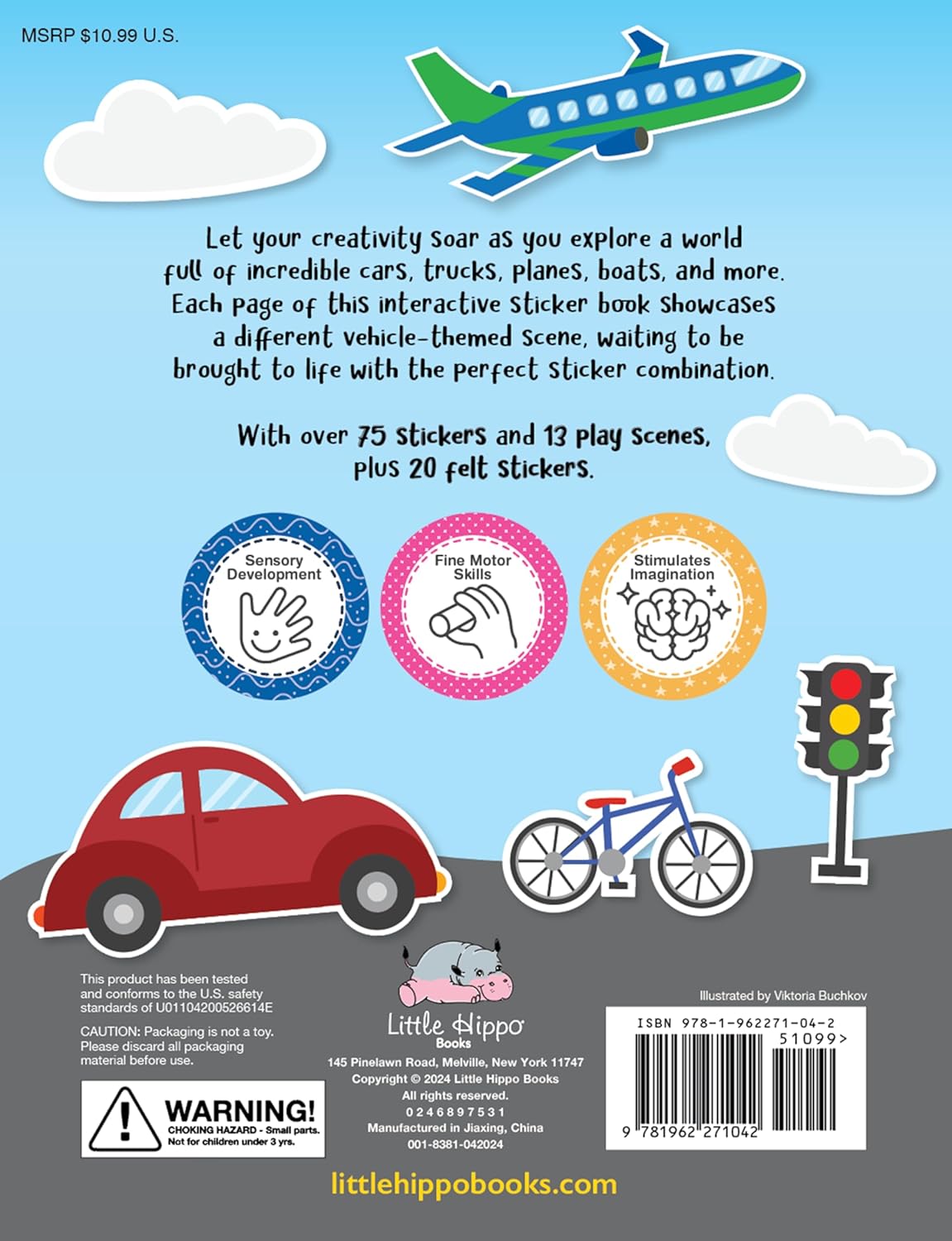 little hippo books on the go activity book with felt stickers of vehicles for toddlers