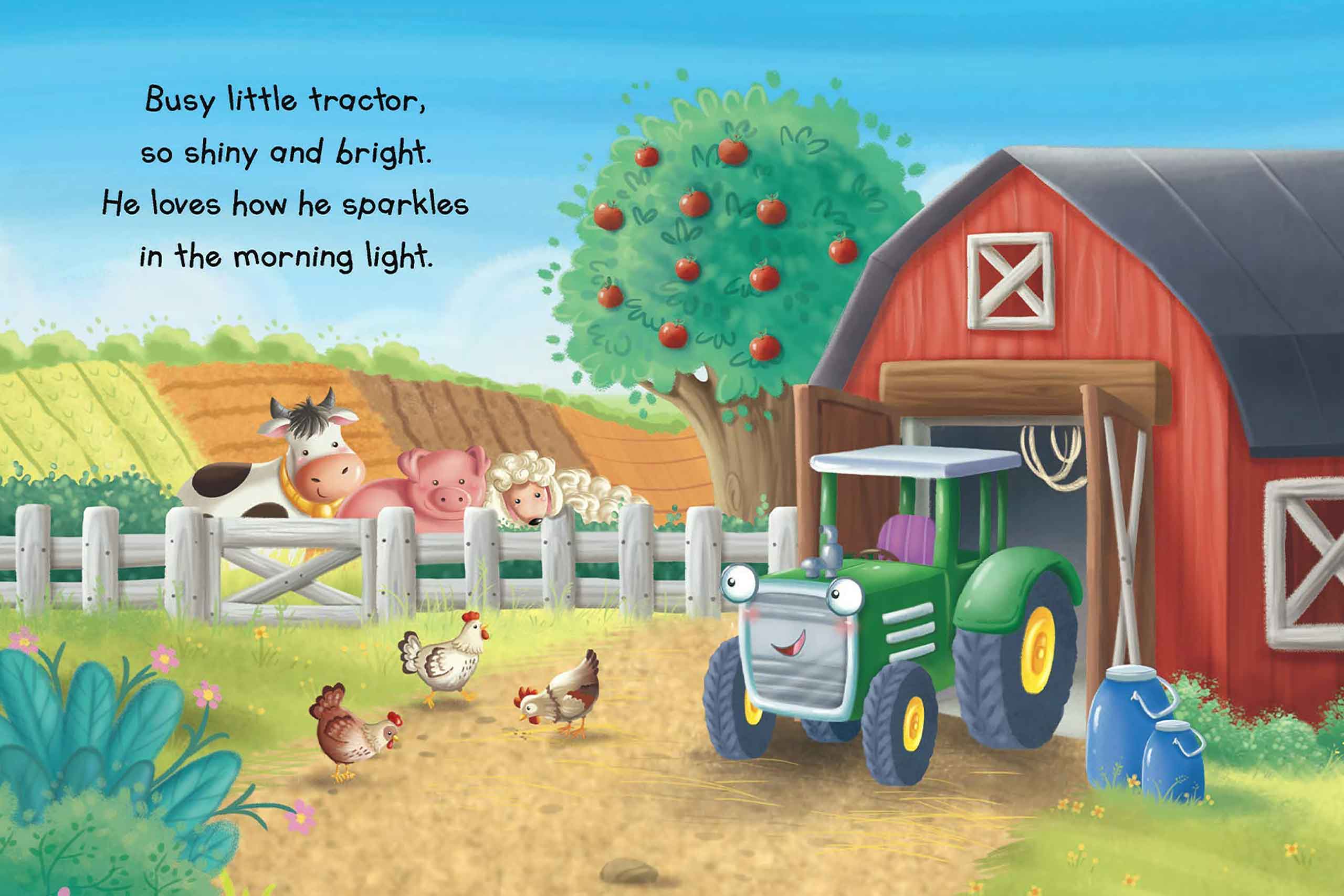 Little Hippo Books Children's Padded Board Book Bedtime Story busy little tractor farm animals barn