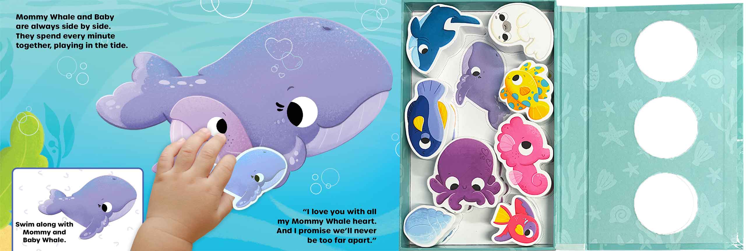 little hippo books book with wooden play pieces ocean family love