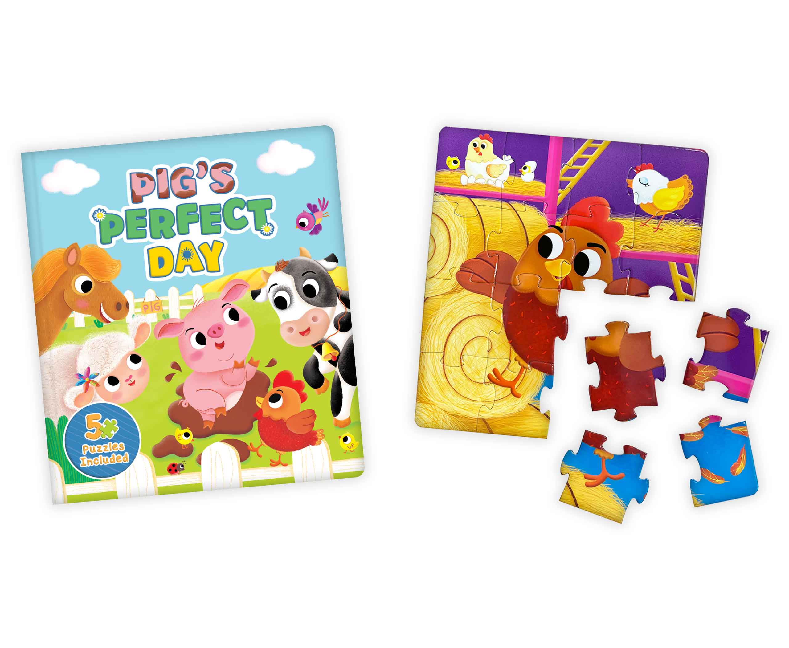 Pig's Perfect Day - Book with 16-piece Puzzles