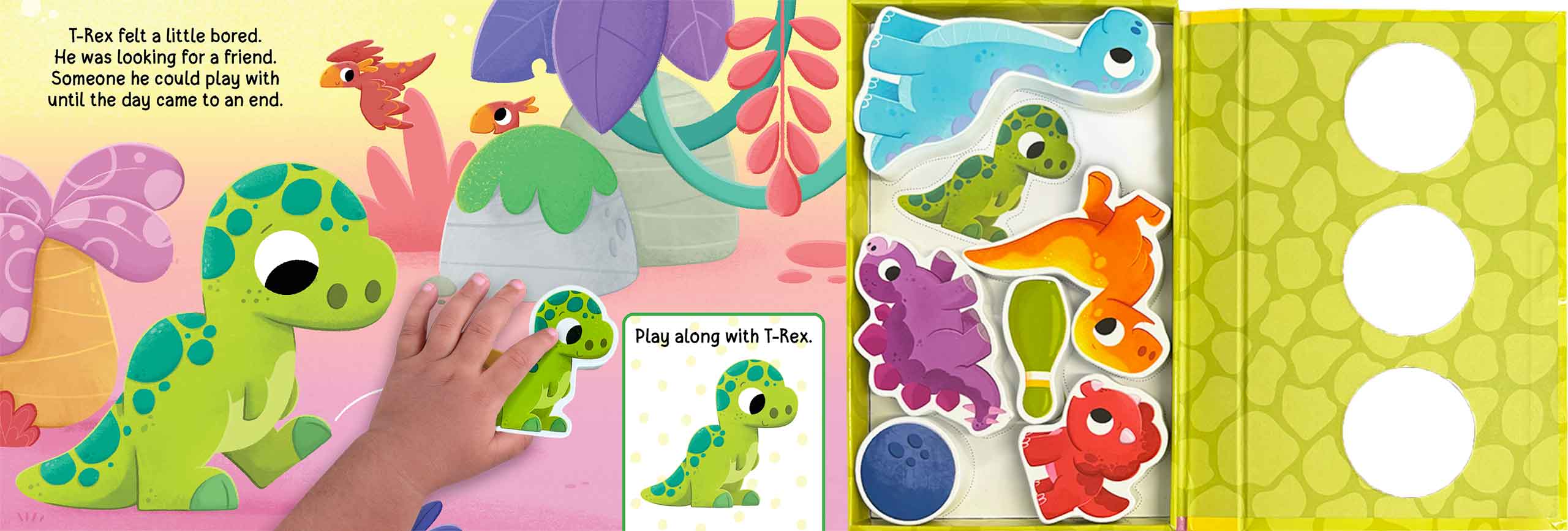 little hippo books play puzzle book with wooden pieces dinosaur friends