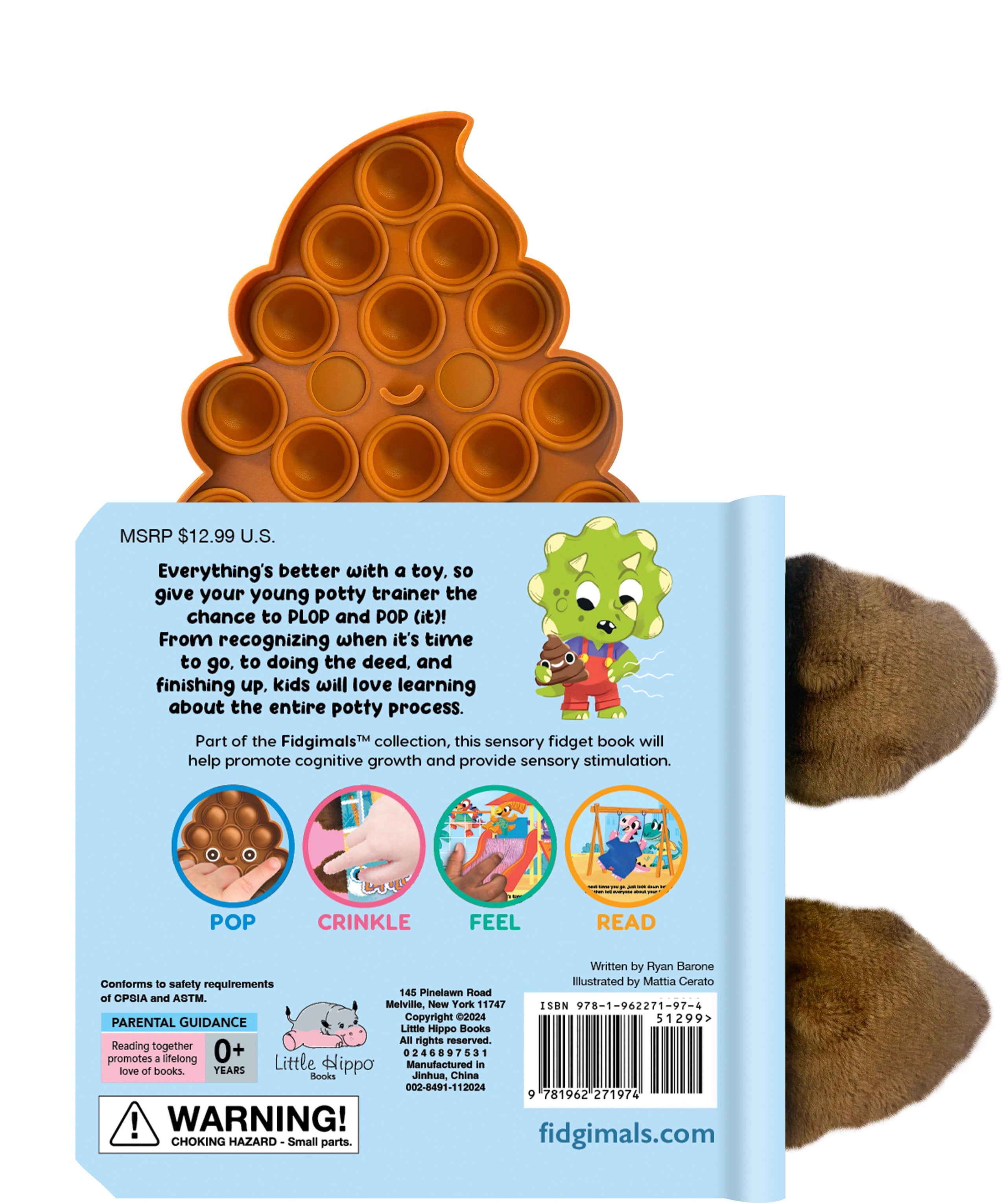 Poop Popit Little Poop - Sensory Touch and Feel Book with Attached Pop-it Charact ...