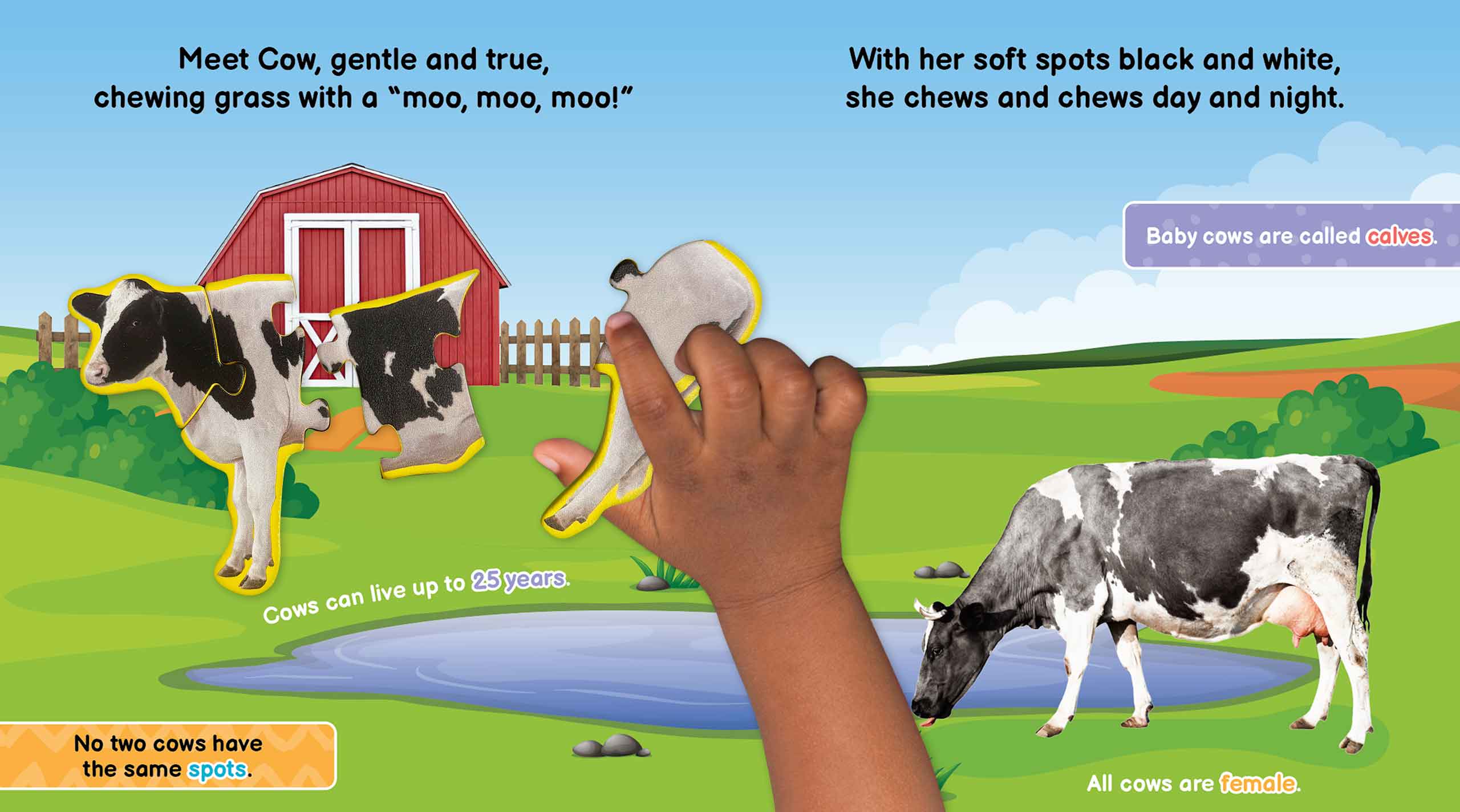 little hippo books moo and discover wooden puzzle book for toddlers
