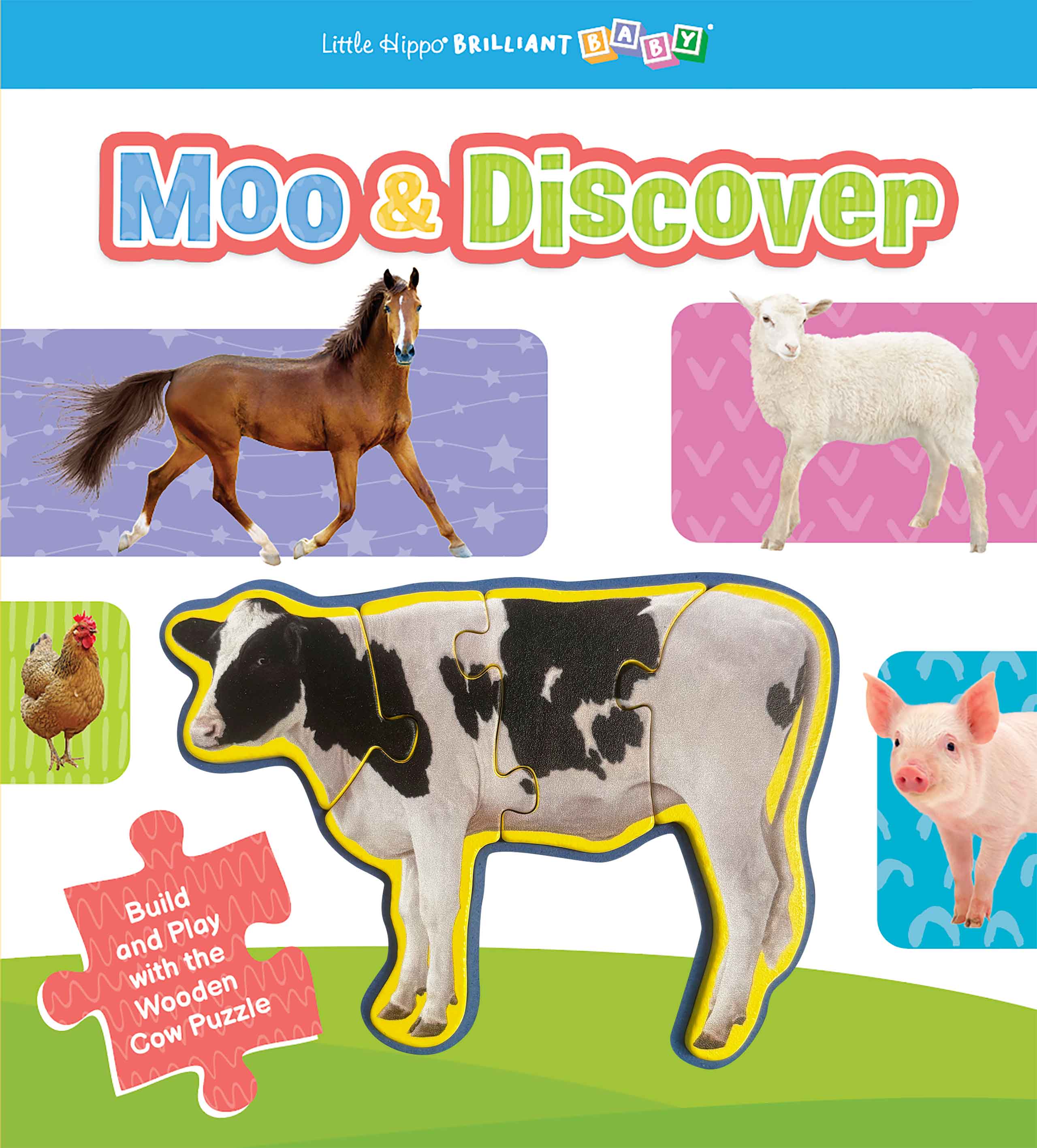 little hippo books moo and discover wooden puzzle book for toddlers