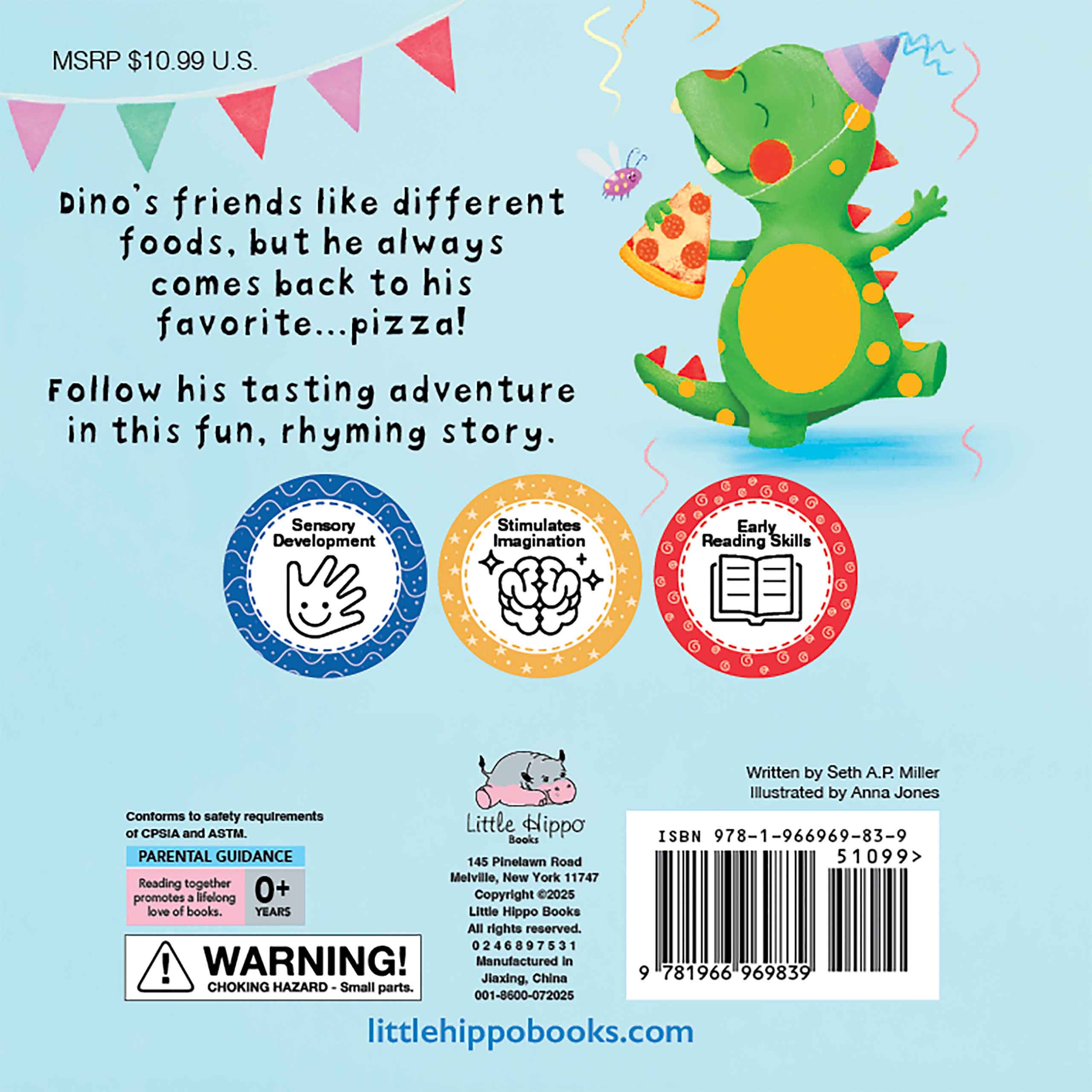 little hippo books dino loves pizza touch and feel storybook for toddlers