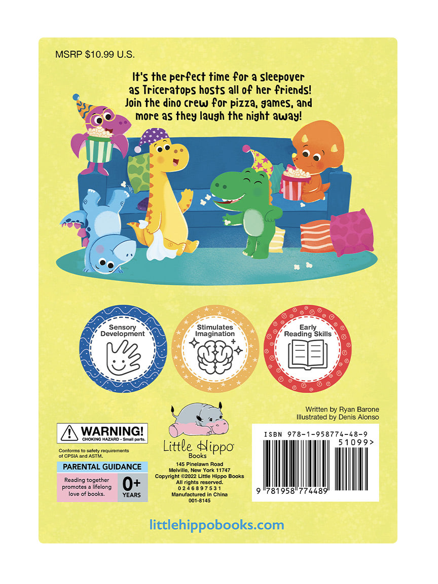 little hippo books dinosaur sleepover touch and feel children's book