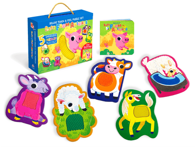 Little Hippo Books Book and Puzzle Set Baby Farm Animals