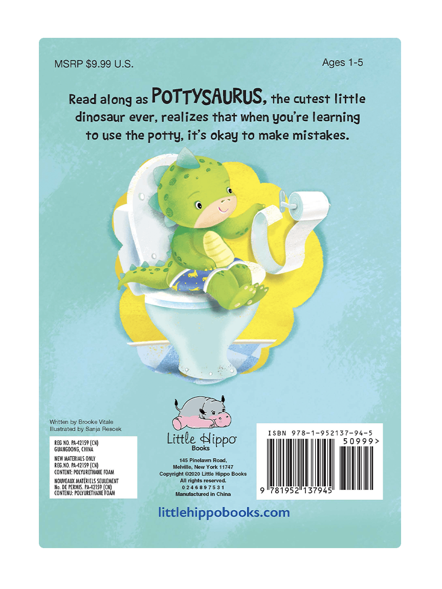 Little Hippo Books Children's Padded Board Book Bedtime Story Pottysaurus potty training learning