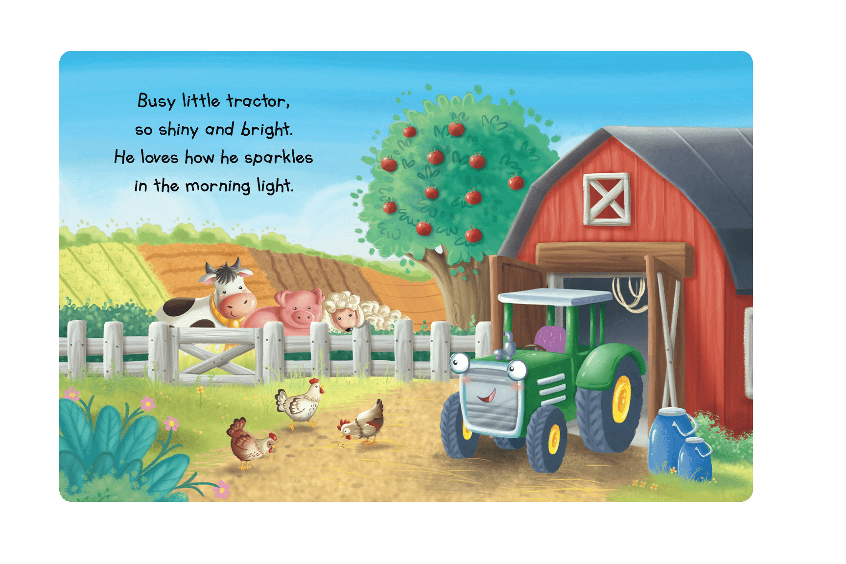 Little Hippo Books Children's Padded Board Book Bedtime Story busy little tractor farm animals barn