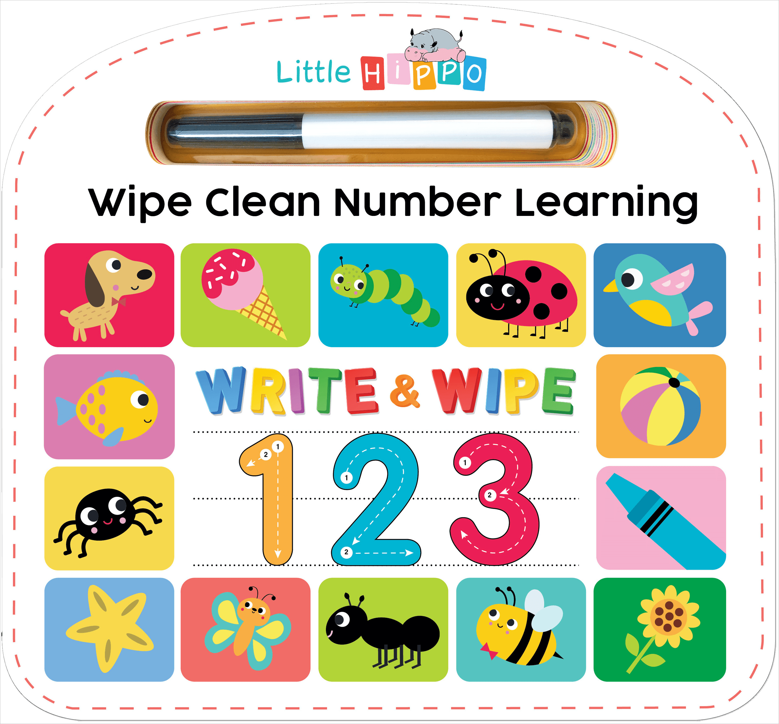 Little Hippo Books Wipe Clean Number Learning 123