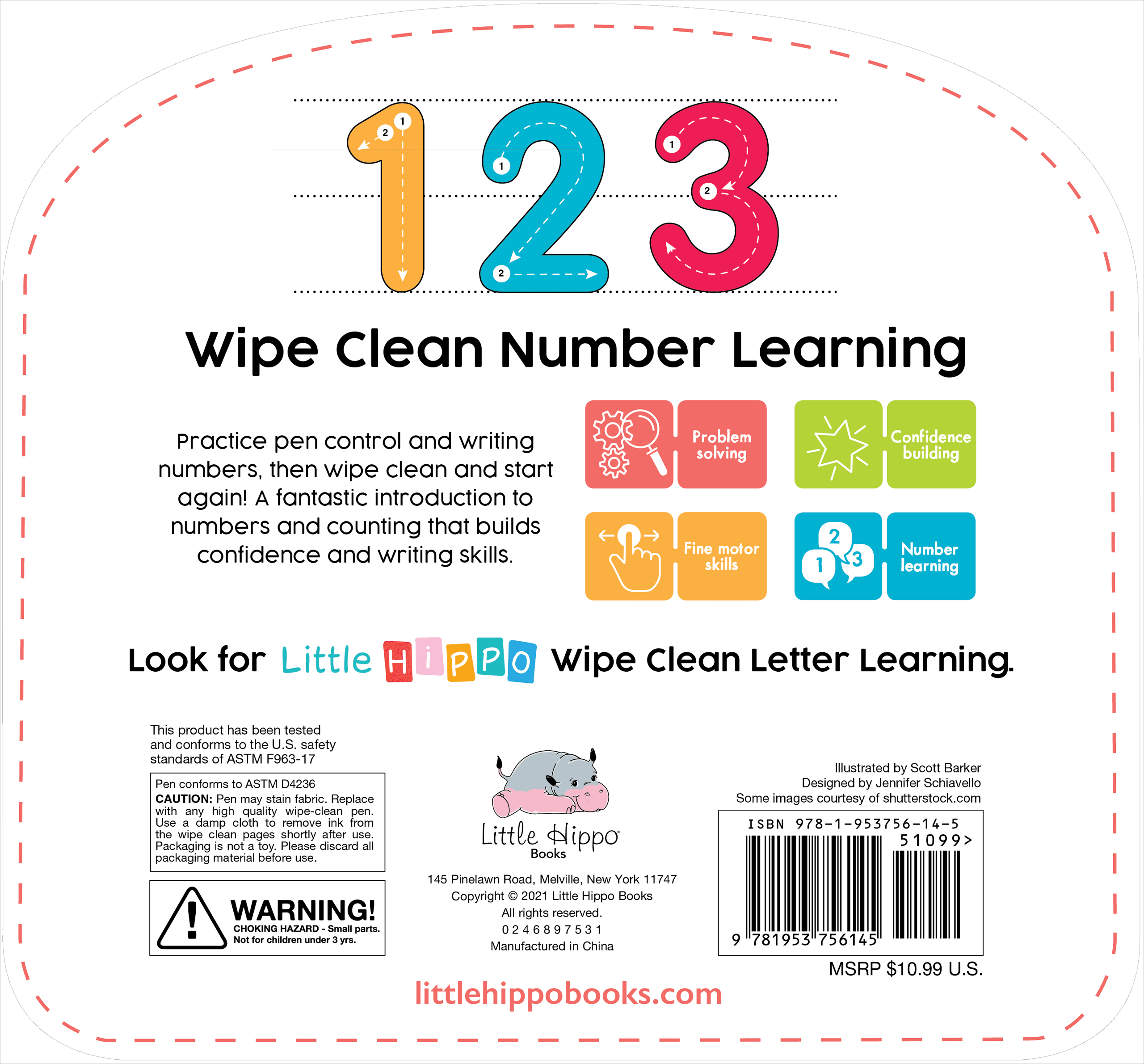 Little Hippo Books Wipe Clean Number Learning 123