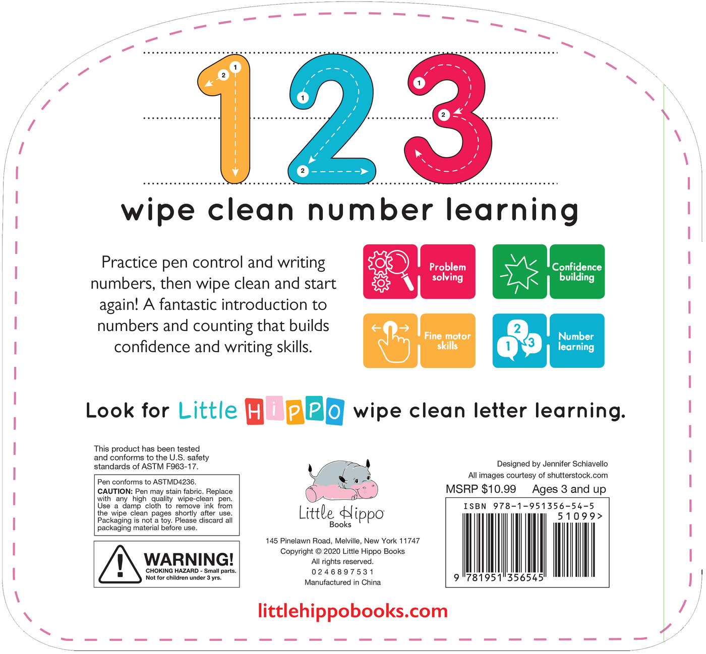 Little Hippo: Wipe Clean Write and Wipe Numbers 123 Board Book Children Learning